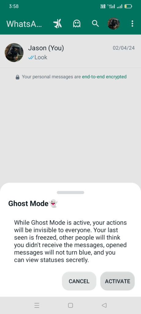 How to Active Ghost mode on whastapp plus